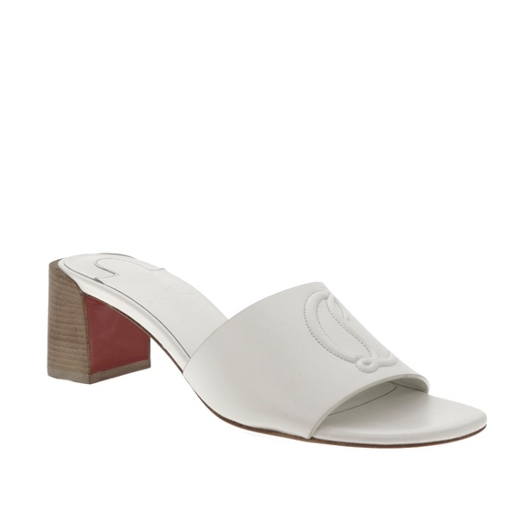 Christian Louboutin So CL Mule 55 White Leather Sandals Size 37 New - Picture 3 of 7